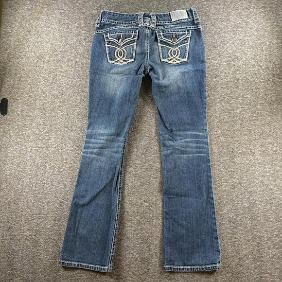 Vintage Faded Distressed Boot Cut Miss Me Jeans Rhinestone Bling 2000s Y2K 9/10 - Picture 8 of 8